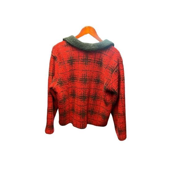 St. johns bay red black plaid button jacket Christmas large soft cozy warm - Picture 2 of 3
